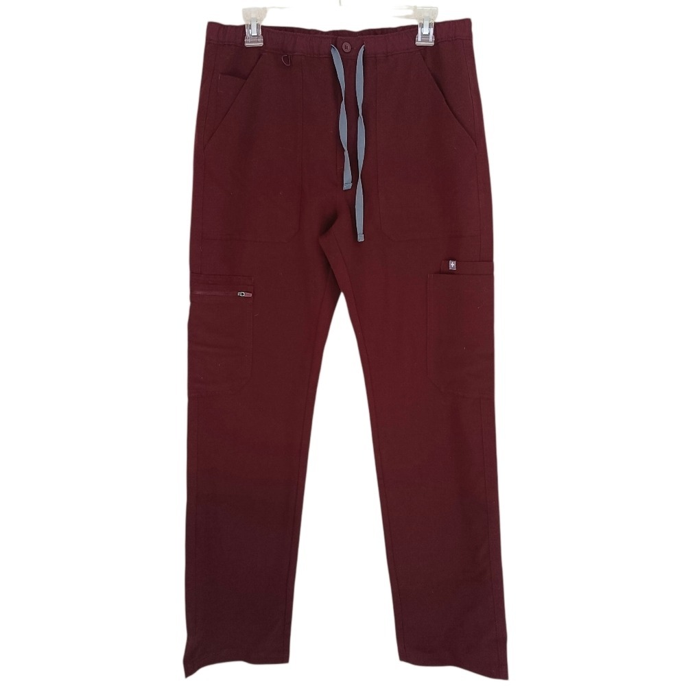 FIGS Technical Collection Scrub Pants Women Size M Burgundy Straight Leg TM3001